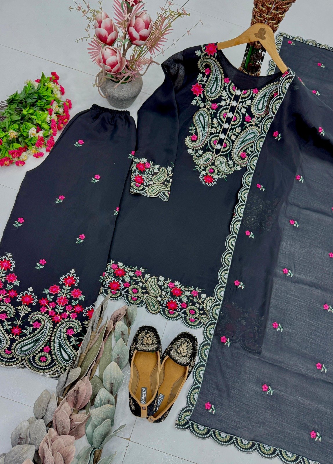 heavy embroidery sequence work 3 piece suit set heavy embroidery sequence work 3 piece suit set
