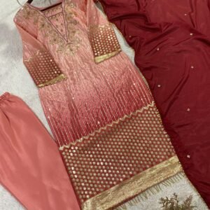 perfect for party and wedding designer wear embroidered top pant and dupatta