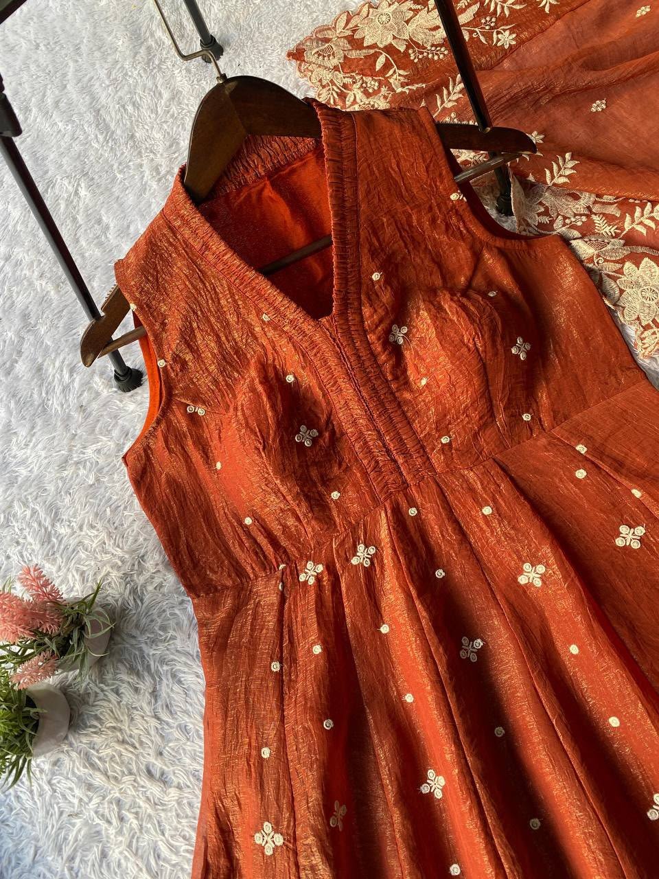 EXCLUSIVE 3 PIECE KURTI , FLARED PLAZZO WITH DUPATTA IN EMBROIDERY WORK - Image 8