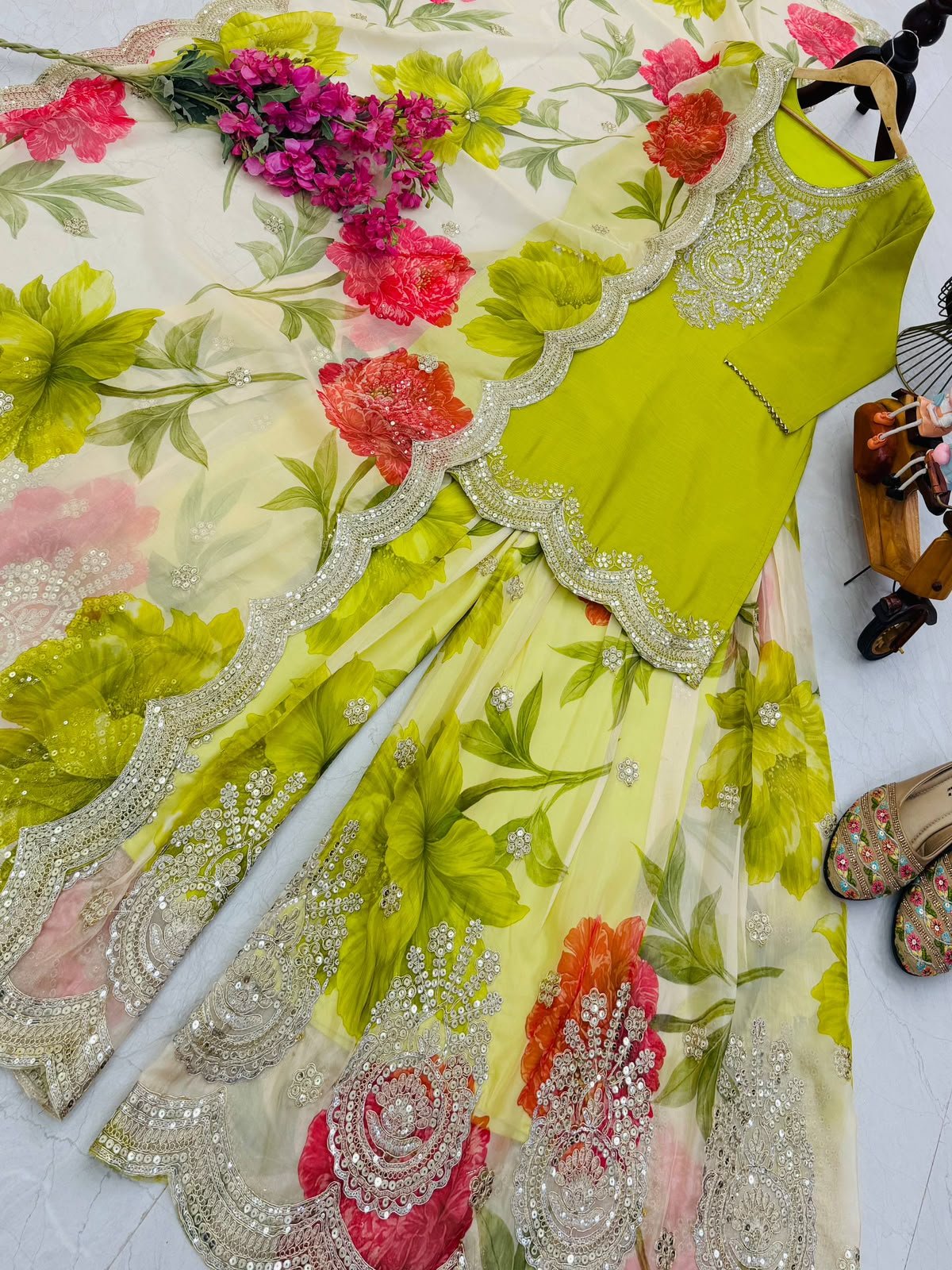 designer party top pallazo & dupatta set designer party top pallazo & dupatta set