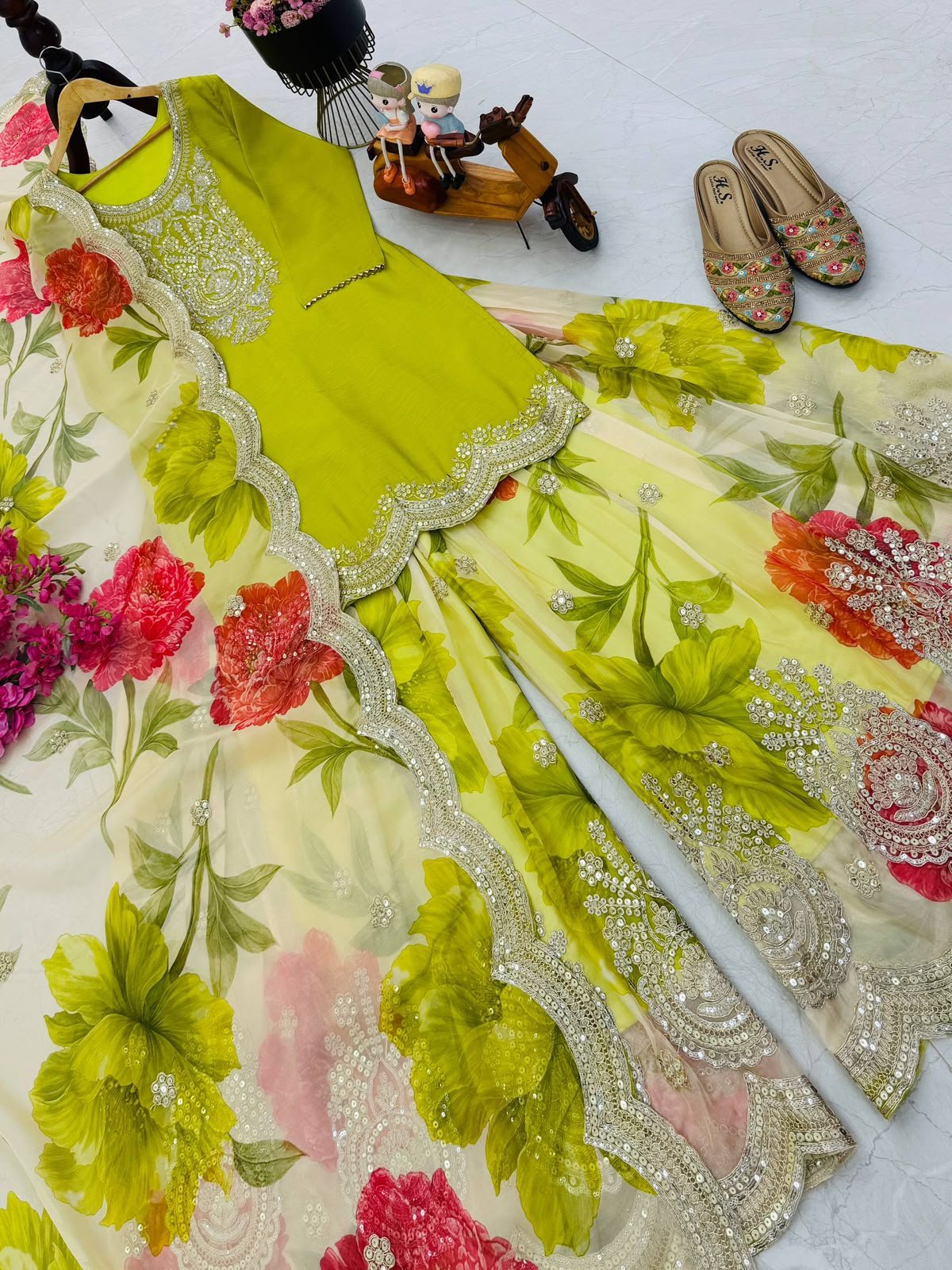 designer party top pallazo & dupatta set designer party top pallazo & dupatta set