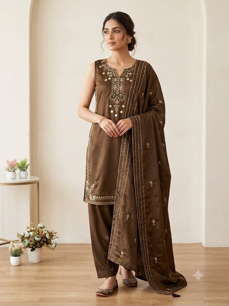 top , salwaar with dupatta beautiful sequence embroidered worked top , salwaar with dupatta beautiful sequence embroidered worked