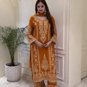 heavy embroidery sequence work top bottom and dupatta set fully stitched ready to wear