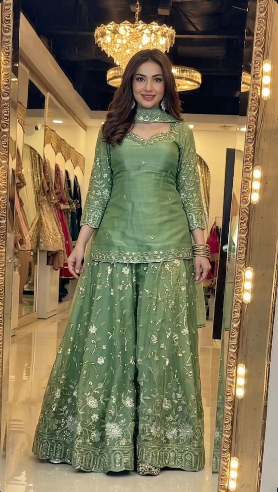 kurta palazzo set pure frendy silk with embroidery sequence worked kurta palazzo set pure frendy silk with embroidery sequence worked