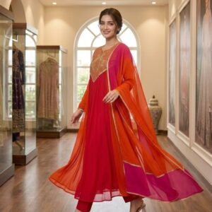 BEAUTIFUL KURTI, PANT AND DUPATTA WITH CORDING WITH SEQUENCE EMBROIDERY