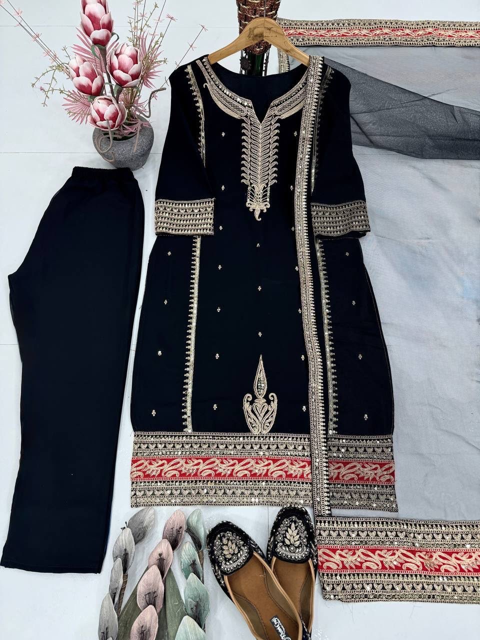 heavy embroidery coding sequence work 3 pis suit set heavy embroidery coding sequence work 3 pis suit set