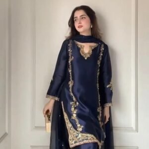 women's pure natural crepe embroidered work patiala kurta sets