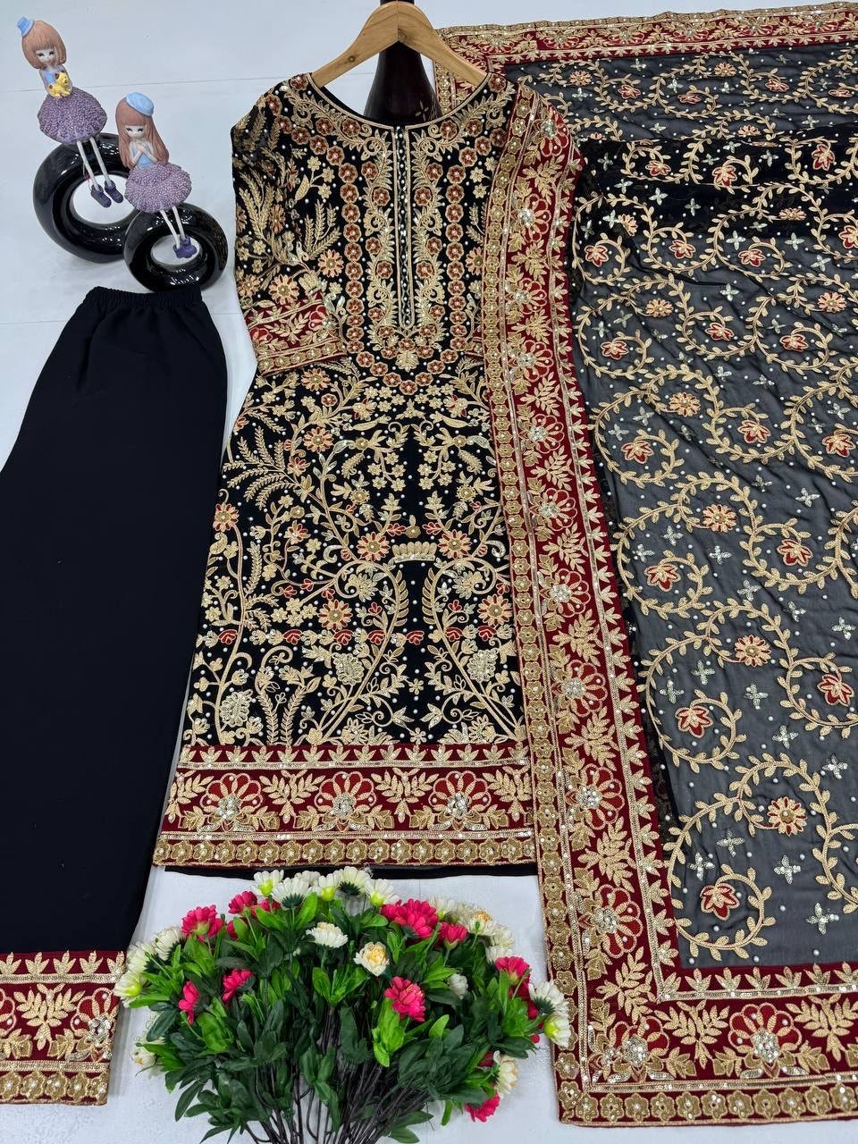 heavy eid special top, dupatta with plazzo* heavy eid special top, dupatta with plazzo*