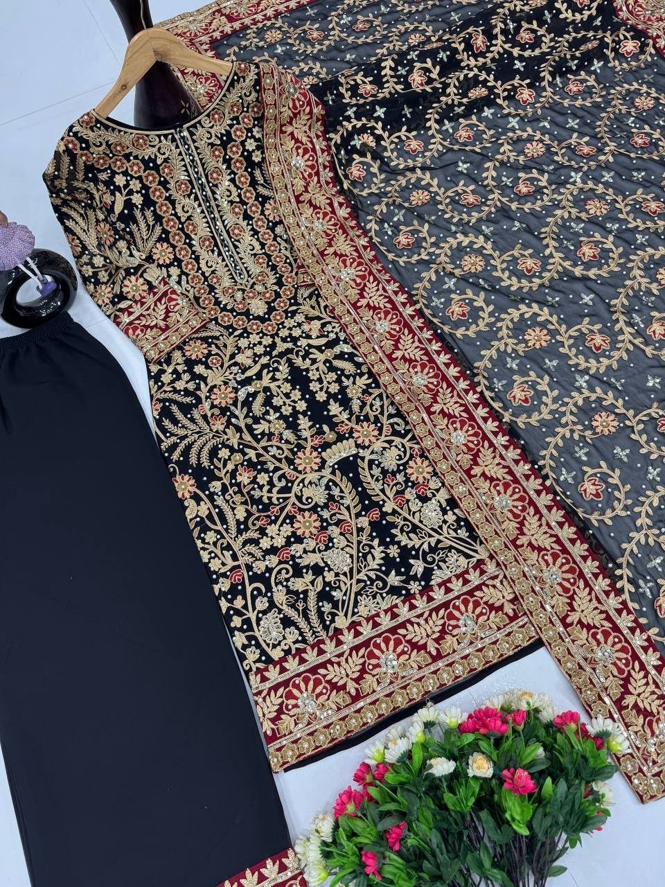 heavy eid special top, dupatta with plazzo* heavy eid special top, dupatta with plazzo*