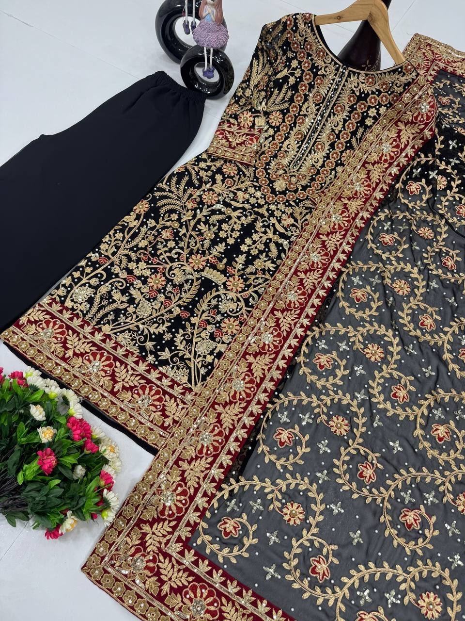 heavy eid special top, dupatta with plazzo* heavy eid special top, dupatta with plazzo*