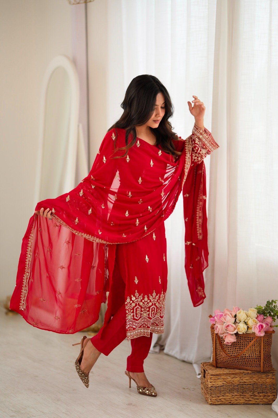 readymade suit heavy faux georgettee with embroidery heavy beads work sequence thread work readymade suit heavy faux georgettee with embroidery heavy beads work sequence thread work