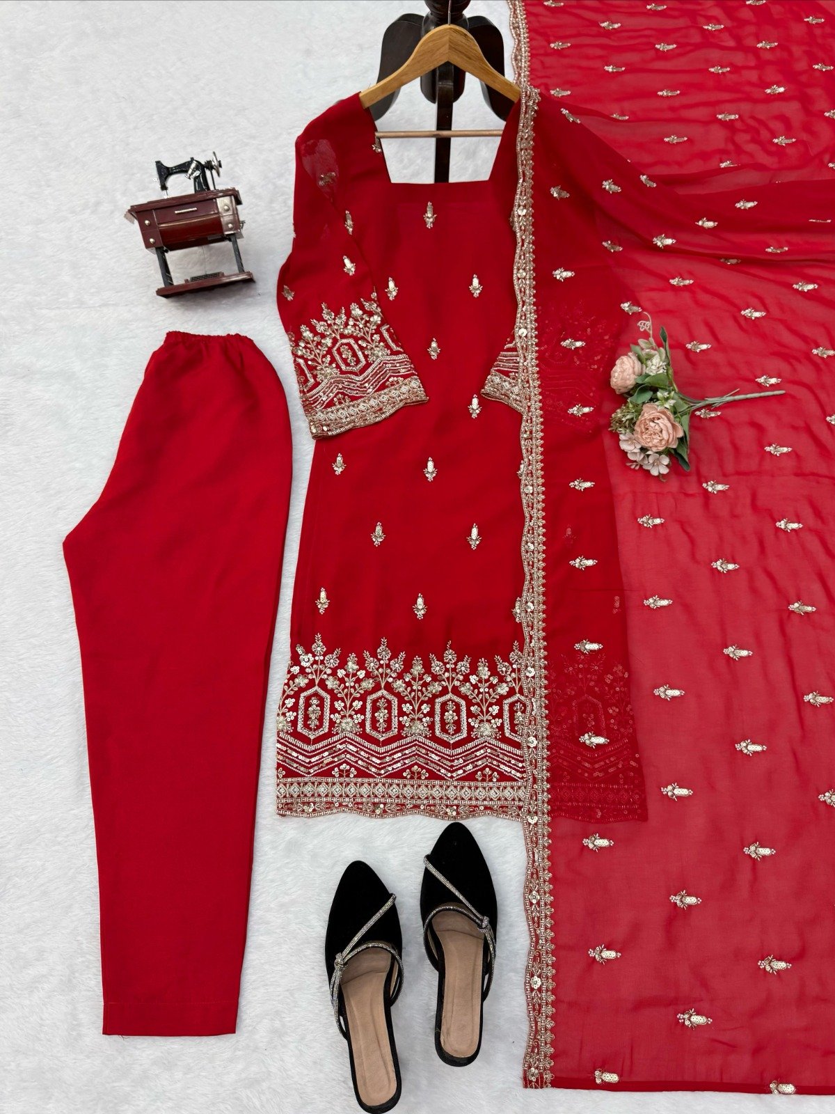 readymade suit heavy faux georgettee with embroidery heavy beads work sequence thread work readymade suit heavy faux georgettee with embroidery heavy beads work sequence thread work