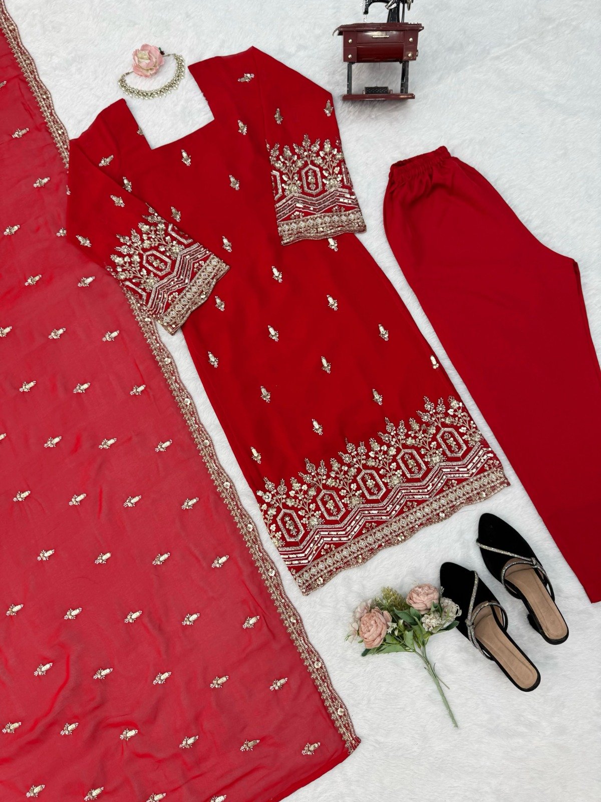 readymade suit heavy faux georgettee with embroidery heavy beads work sequence thread work readymade suit heavy faux georgettee with embroidery heavy beads work sequence thread work
