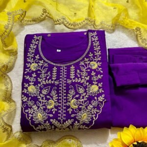 premium embroidery jari and resham dhaga anarkali suit set