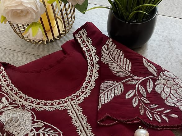 women's roman silk embroidered a line kurta with pant and dupatta sets women's roman silk embroidered a line kurta with pant and dupatta sets