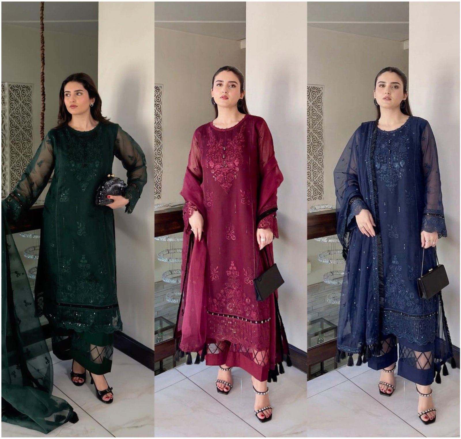 designer heavy embroidery sequence work 3 pis suit set designer heavy embroidery sequence work 3 pis suit set