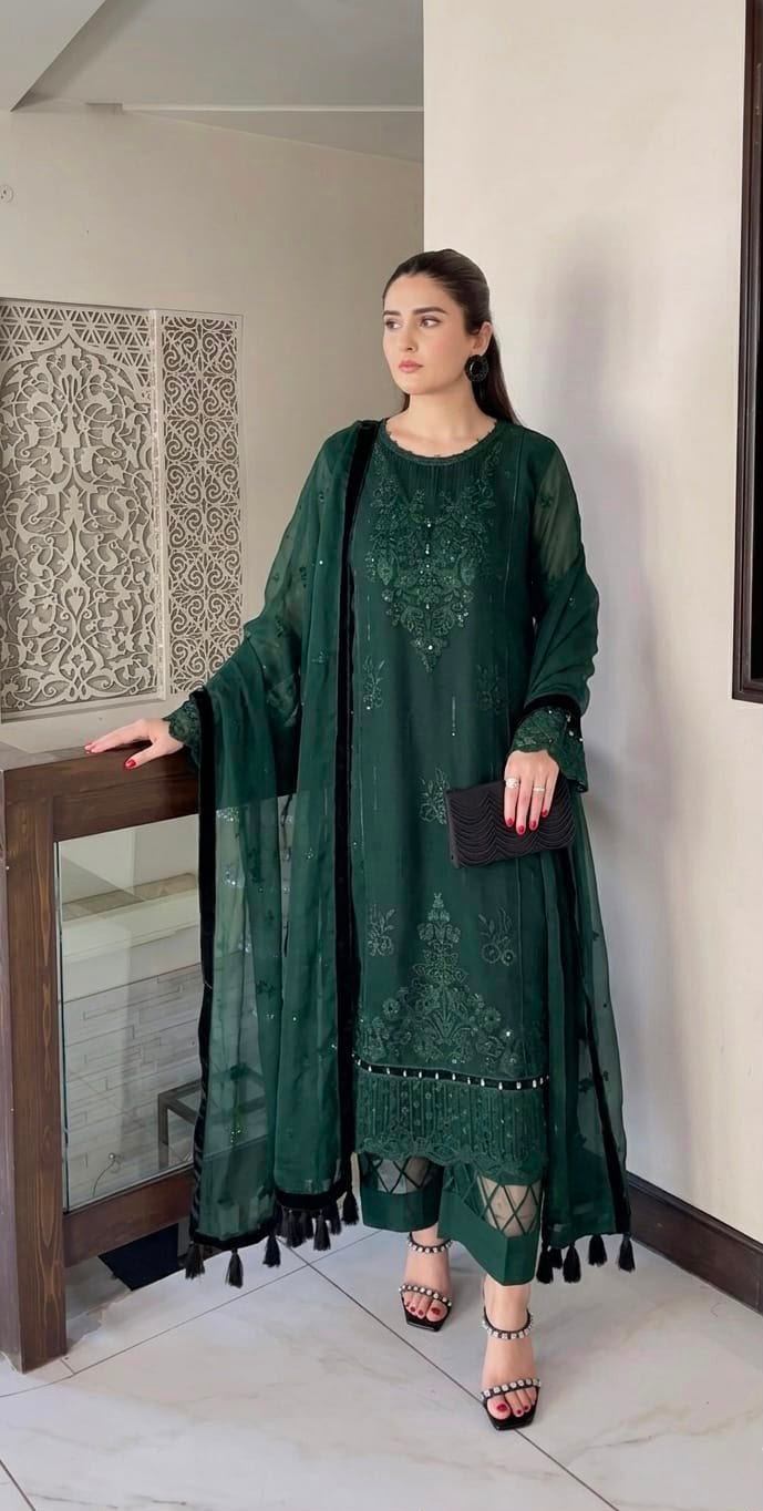 designer heavy embroidery sequence work 3 pis suit set designer heavy embroidery sequence work 3 pis suit set