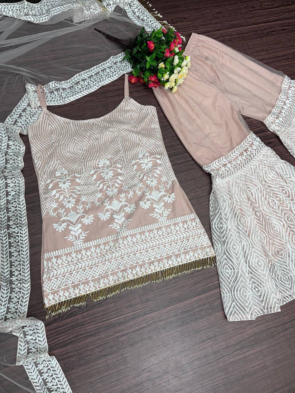 top with full chine sequnce work palazzo suit* top with full chine sequnce work palazzo suit*