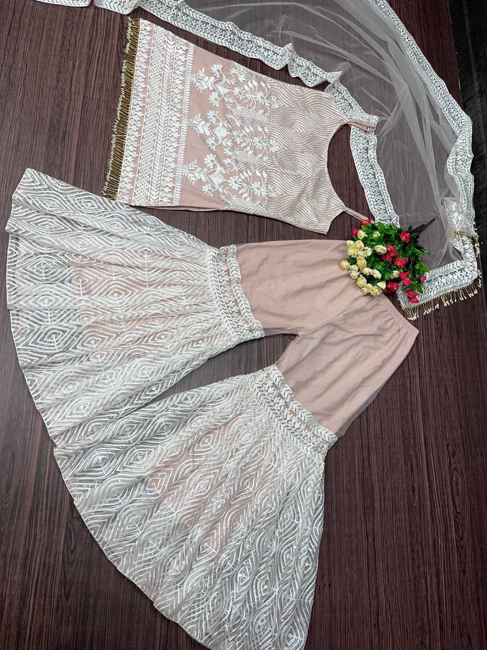 top with full chine sequnce work palazzo suit* top with full chine sequnce work palazzo suit*