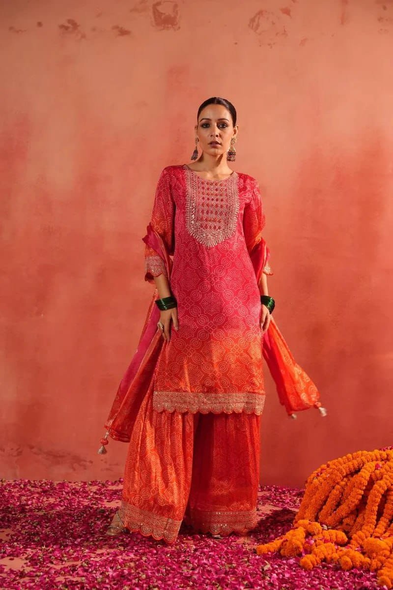 print top sharara with dupatta print top sharara with dupatta