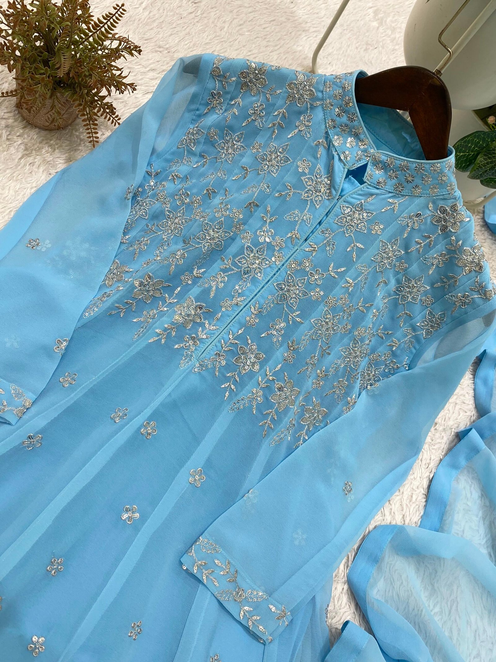 designer sequence embroidered worked round top, pant with dupatta* designer sequence embroidered worked round top, pant with dupatta* 