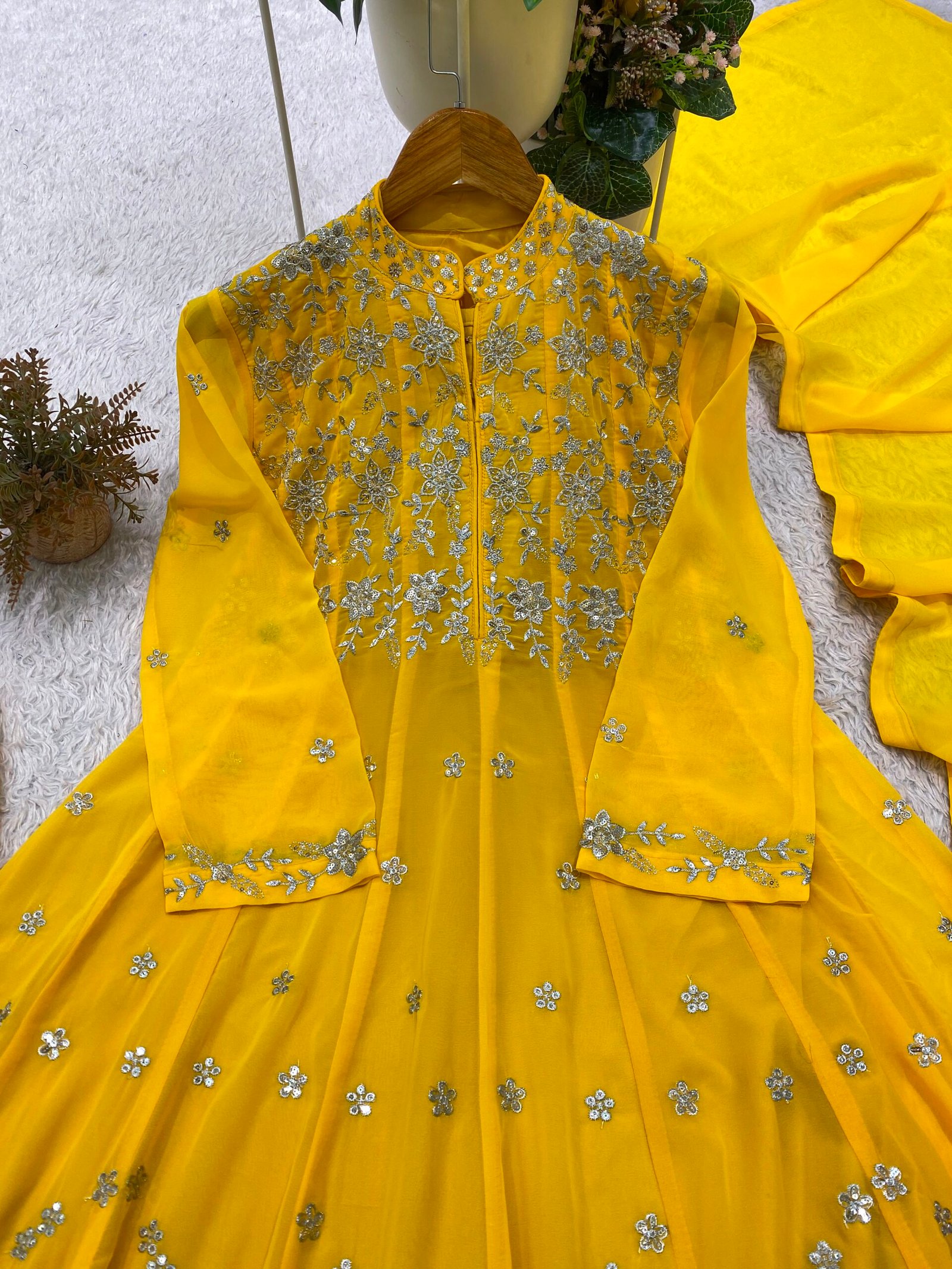 designer sequence embroidered worked round top, pant with dupatta* designer sequence embroidered worked round top, pant with dupatta* 