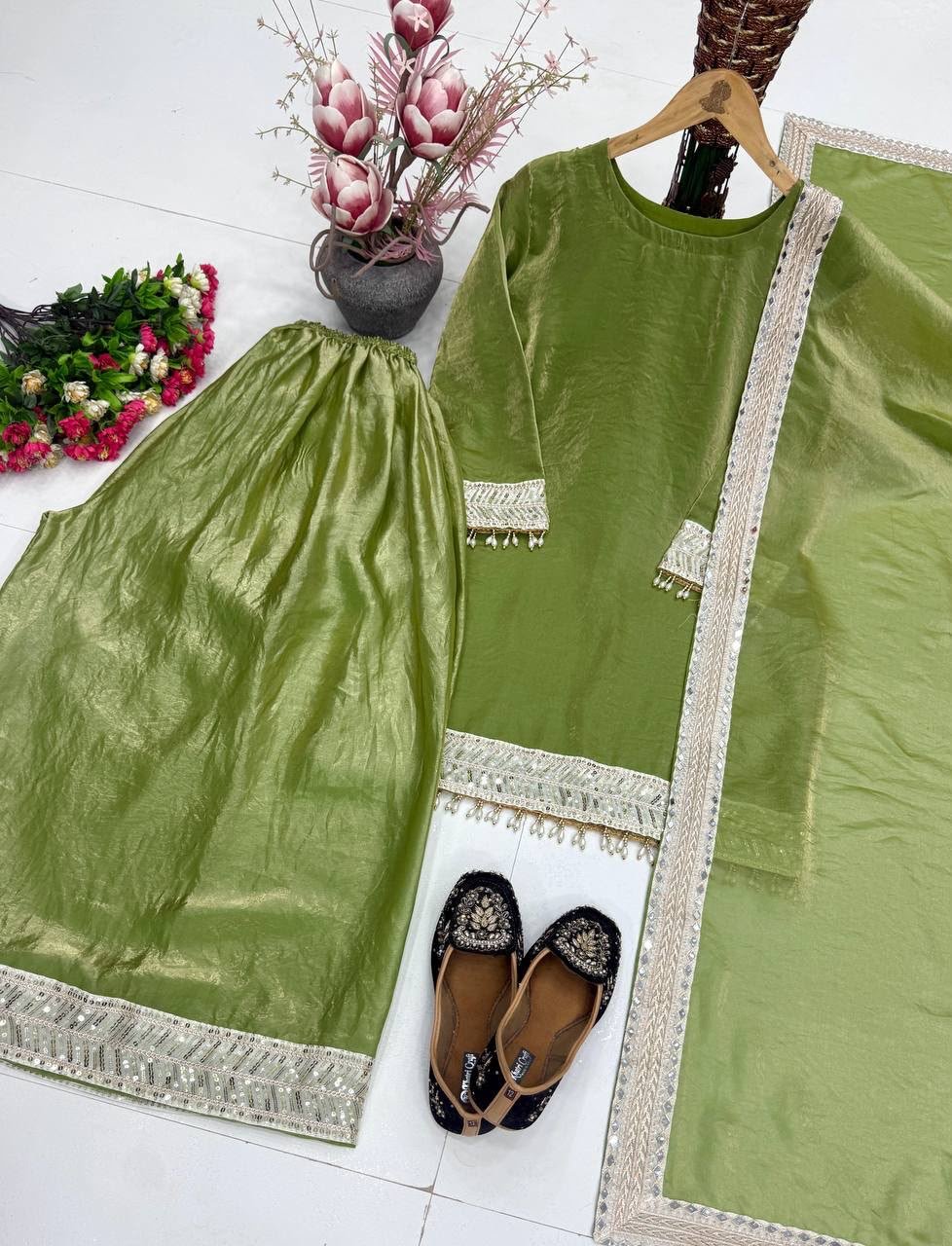 new designer embroidery sequence work with fancy top palazzo dupatta set new designer embroidery sequence work with fancy top palazzo dupatta set