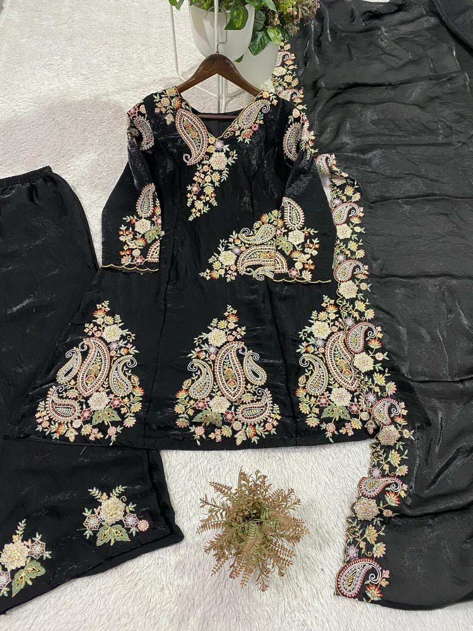 wedding our designer wear embroidered top plazzo and dupatta in fendy wedding our designer wear embroidered top plazzo and dupatta in fendy