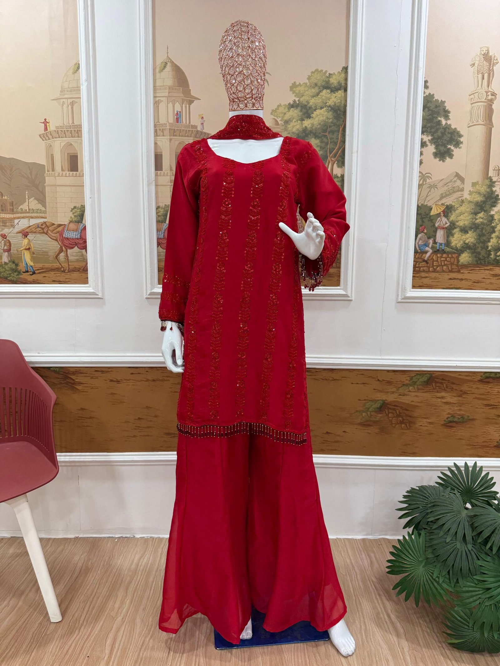 3 PIECES KURTI, PLAZZO & DUPATTA SET - Image 12