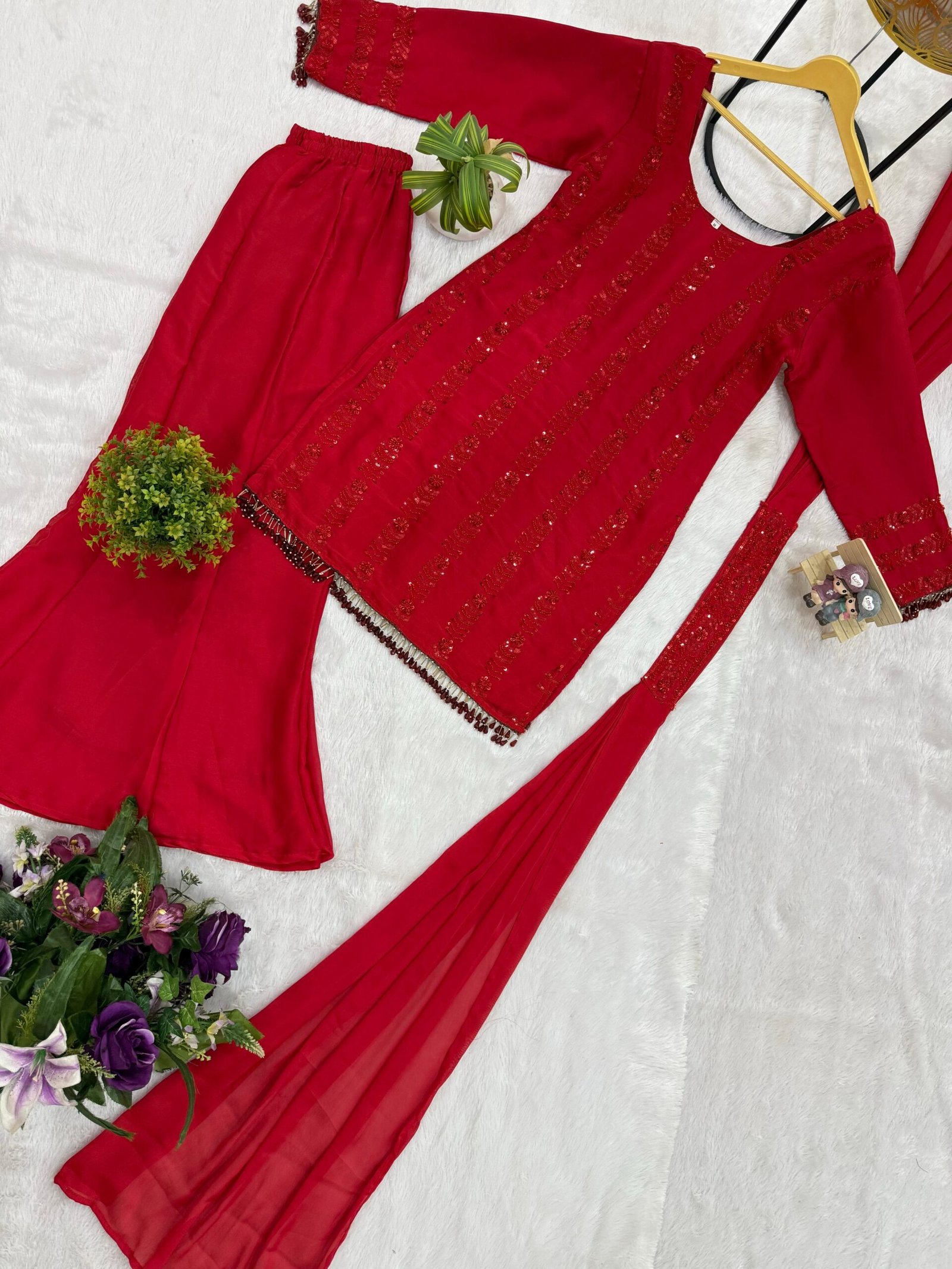3 PIECES KURTI, PLAZZO & DUPATTA SET - Image 14